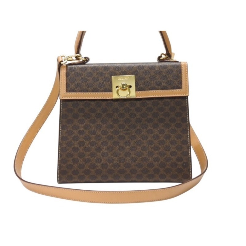 Celine Macadam Handbag Brown Leather - Picture 2 of 10